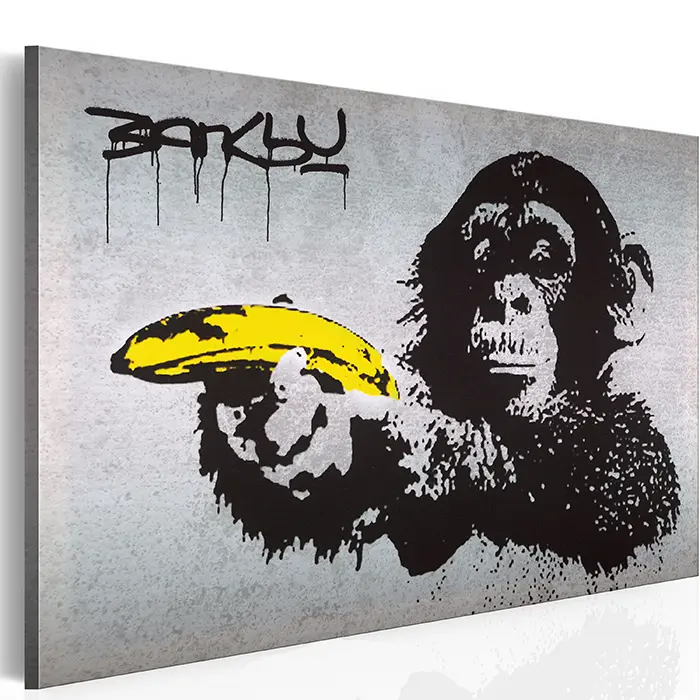 Obraz - Stop or the monkey will shoot! (Banksy)