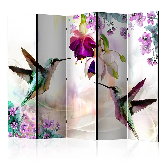 Paraván - Hummingbirds and Flowers II [Room Dividers]