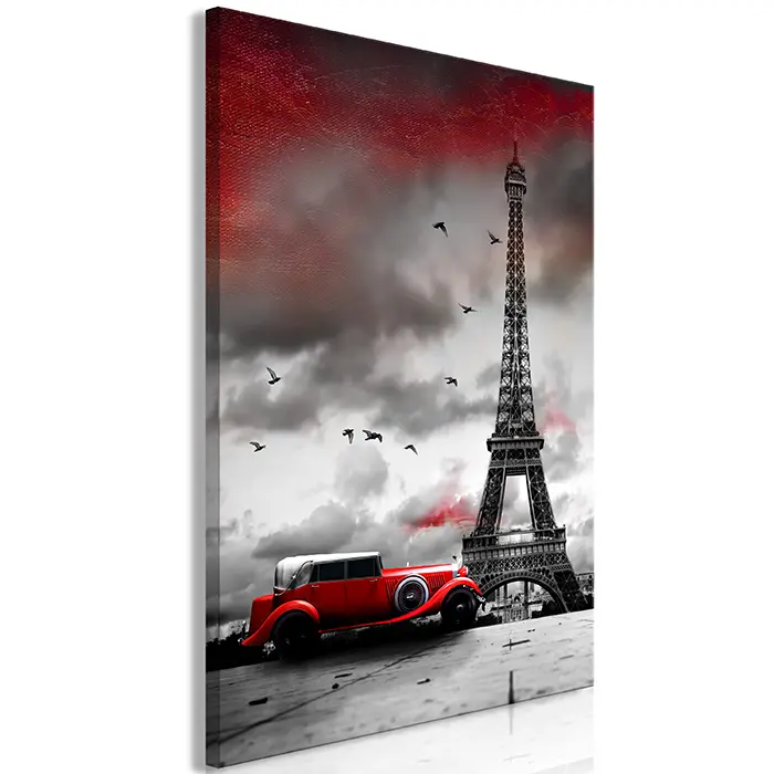 Obraz - Red Car in Paris (1 Part) Vertical