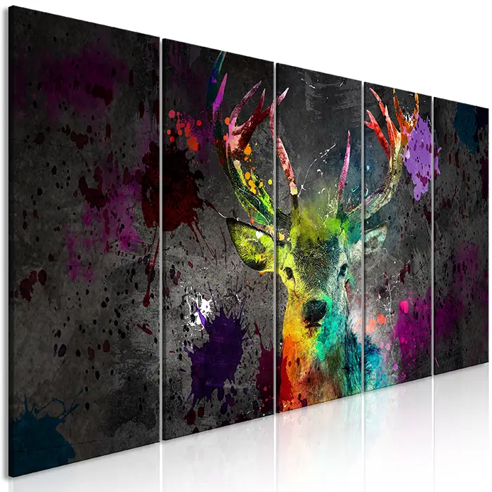 Obraz - Rainbow Deer (5 Parts) Narrow