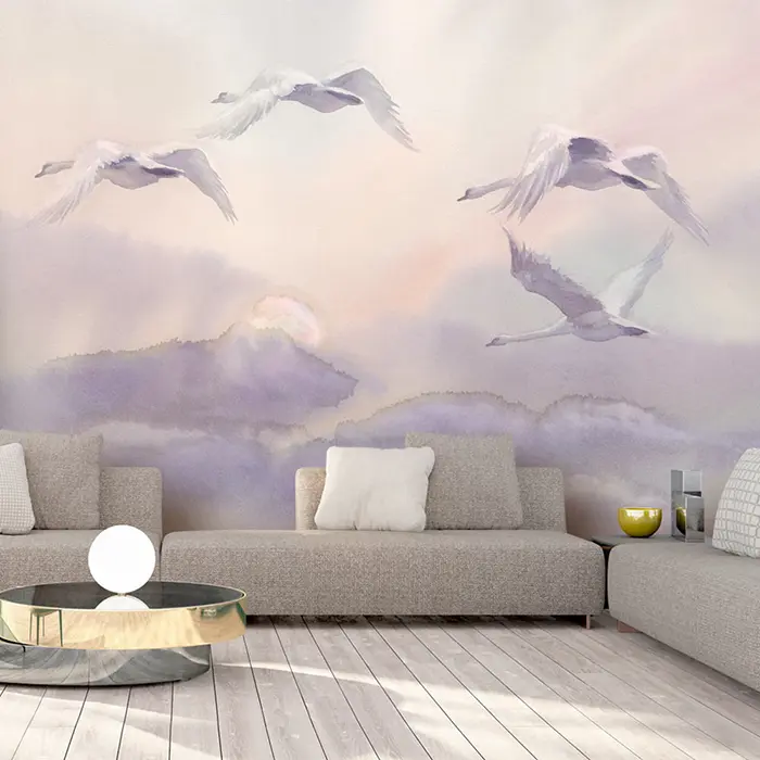 Fototapeta - Flying Swans