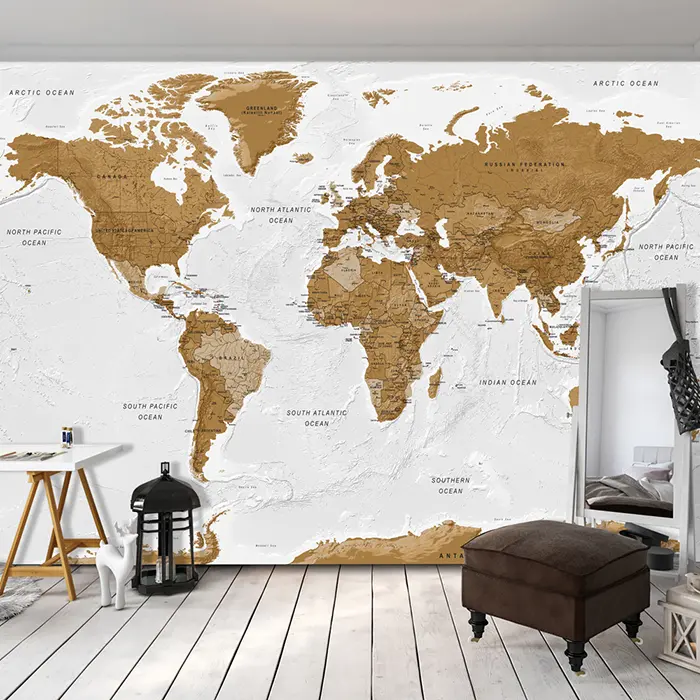 Samolepiaca fototapeta - World Map: White Oceans