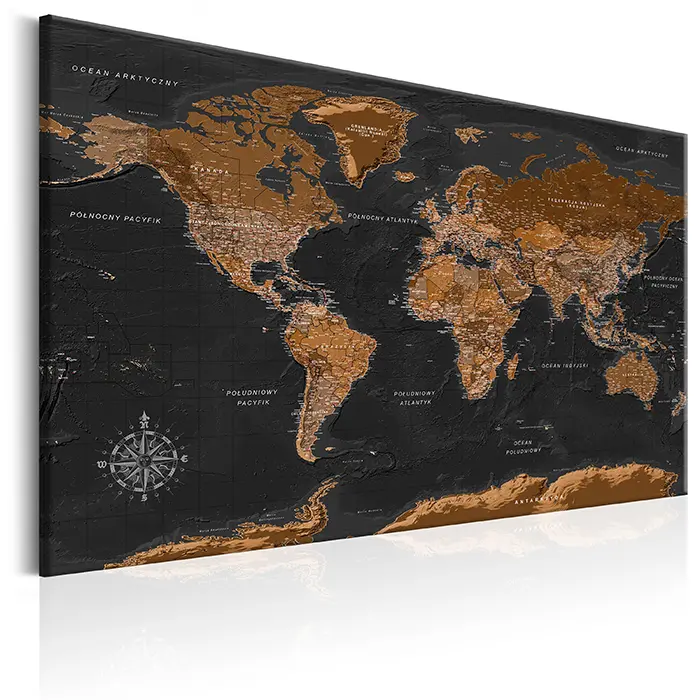 Obraz - Brown World Map (PL)