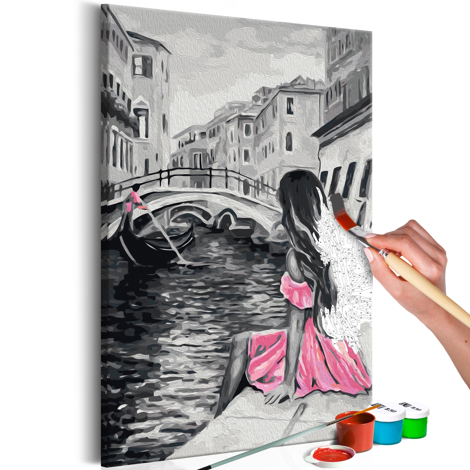 Maľovanie podľa čísiel - Venice (A Girl In A Pink Dress)