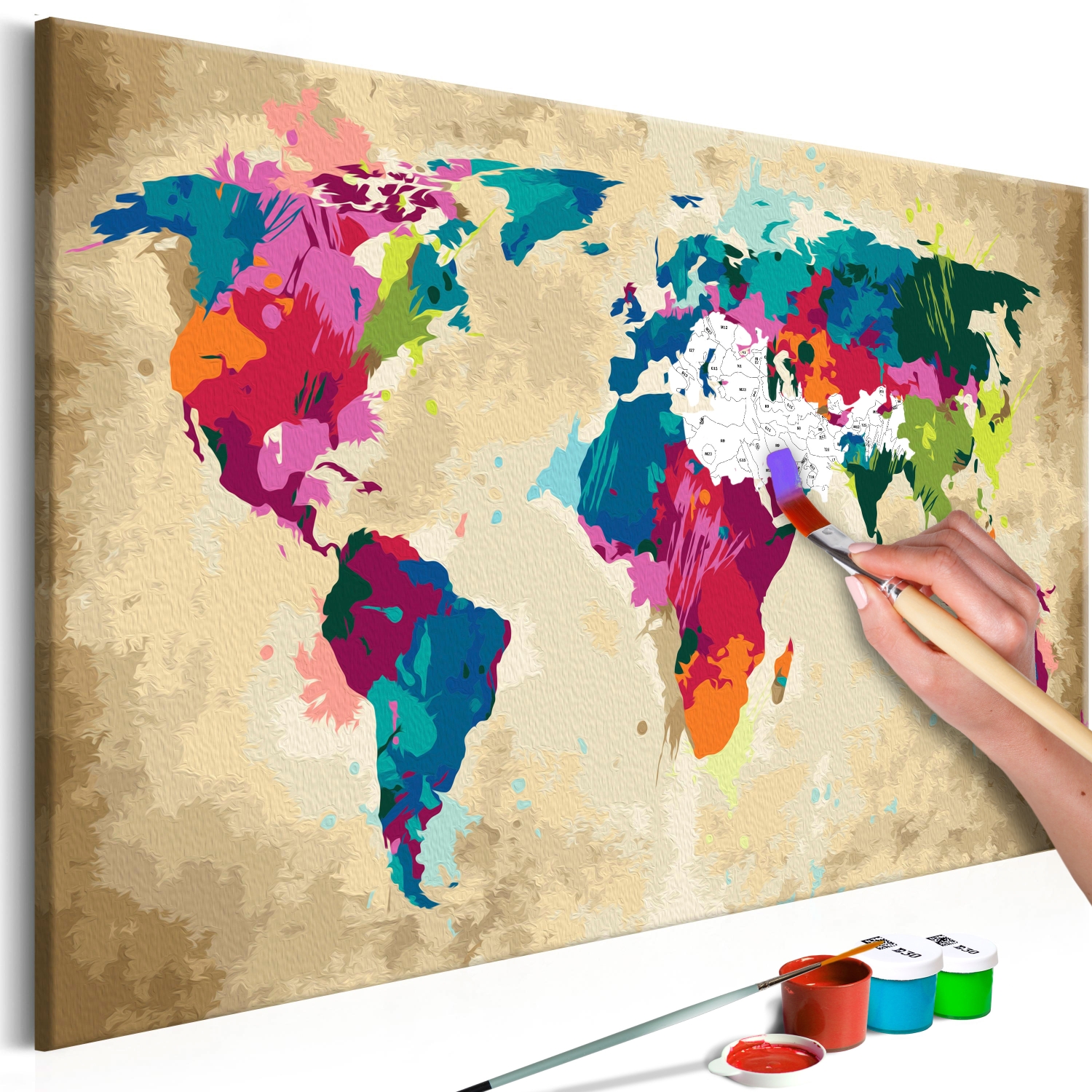 Maľovanie podľa čísiel - World Map (Colourful)