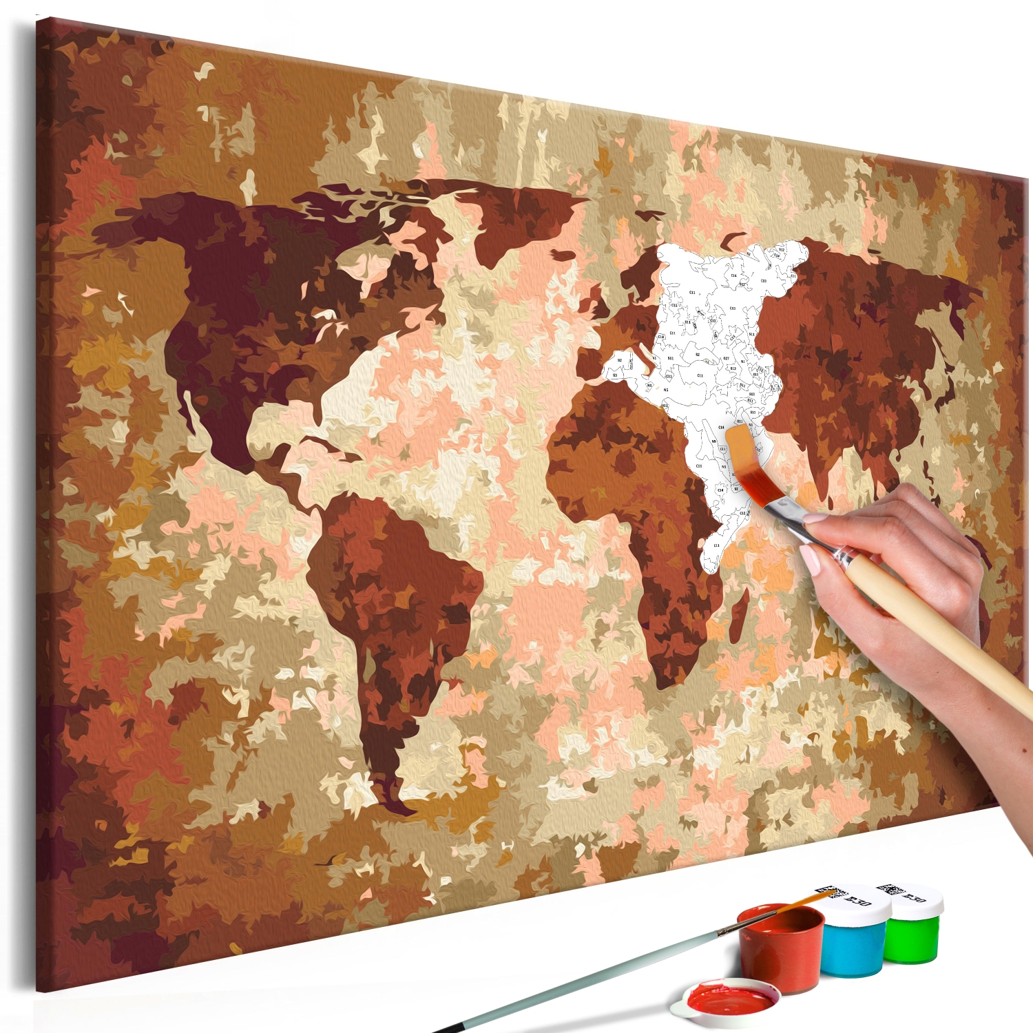 Maľovanie podľa čísiel - World Map (Earth Colours)