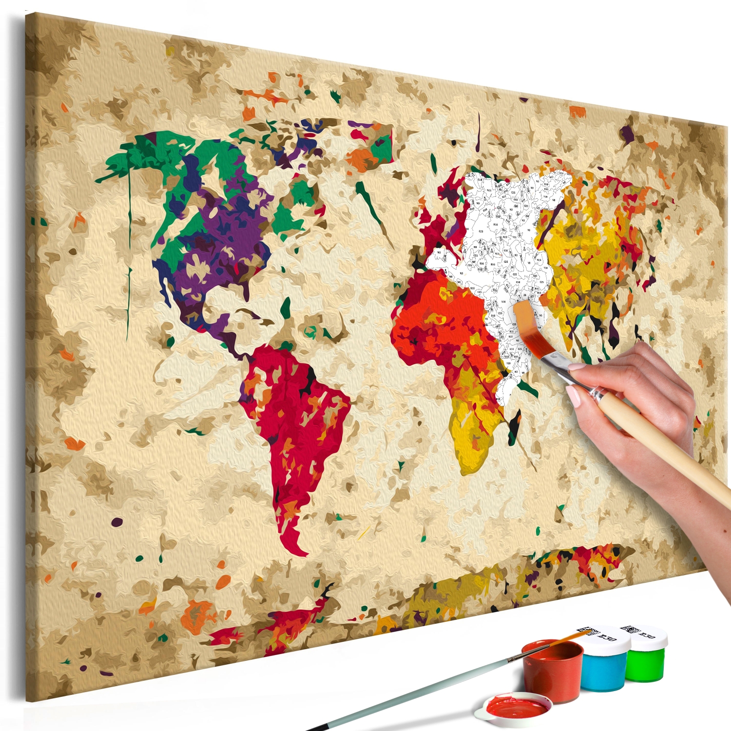 Maľovanie podľa čísiel - World Map (Colour Splashes)